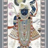 Shreenath Ji Rajbhog Gaye Pichwai 3D Embossed Handpainting