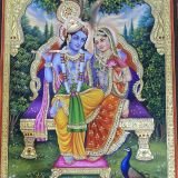 Radha Krishna Sihasan Pe Baithe Handpainting